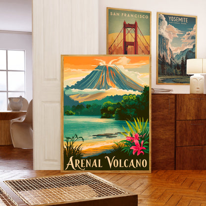 Arenal Volcano National Park Vintage Travel Poster