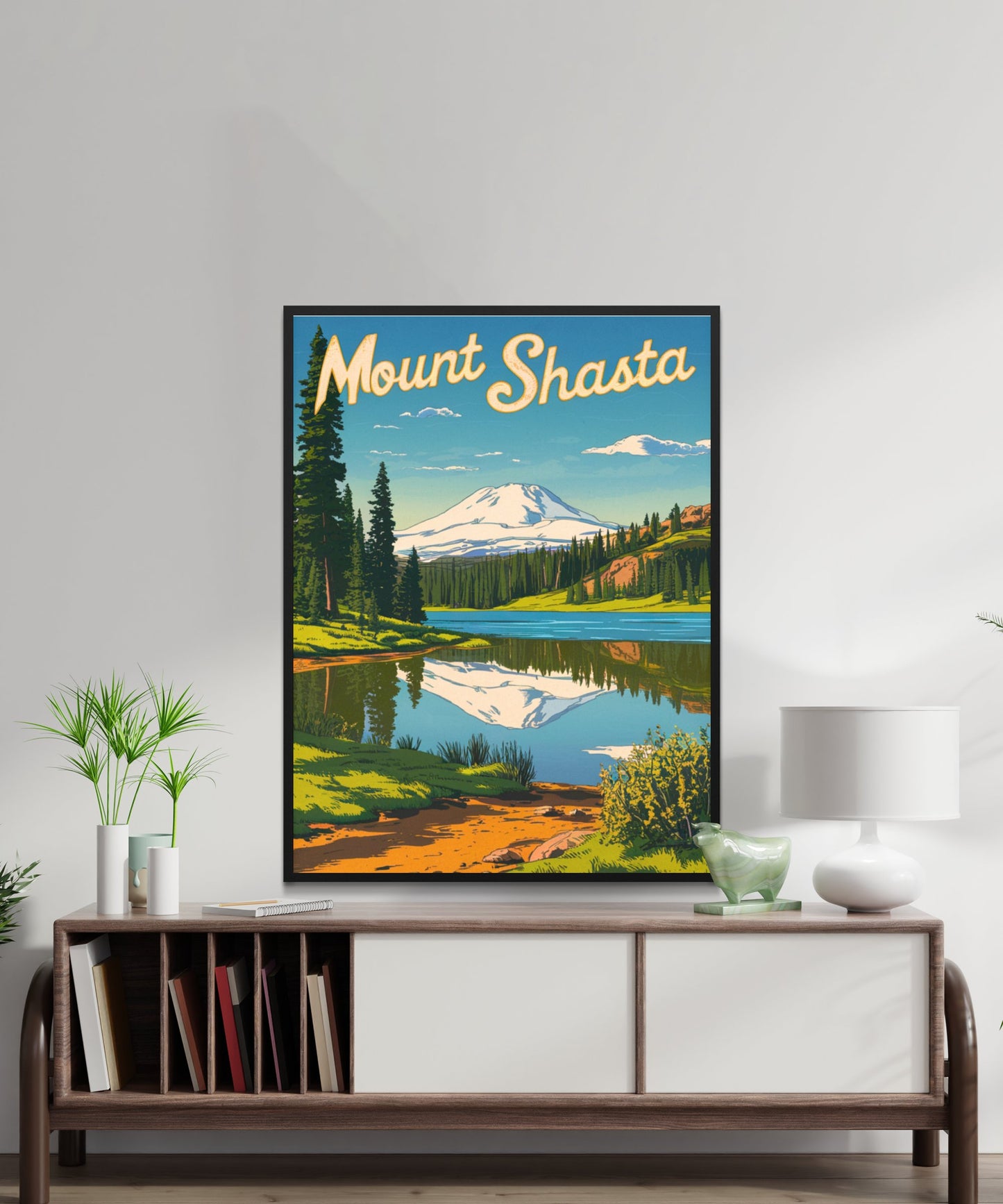 Mount Shasta Vintage Travel Poster - Mountain Getaway