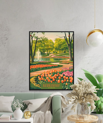 Keukenhof Lake Vintage Travel Poster  - Botanical Garden