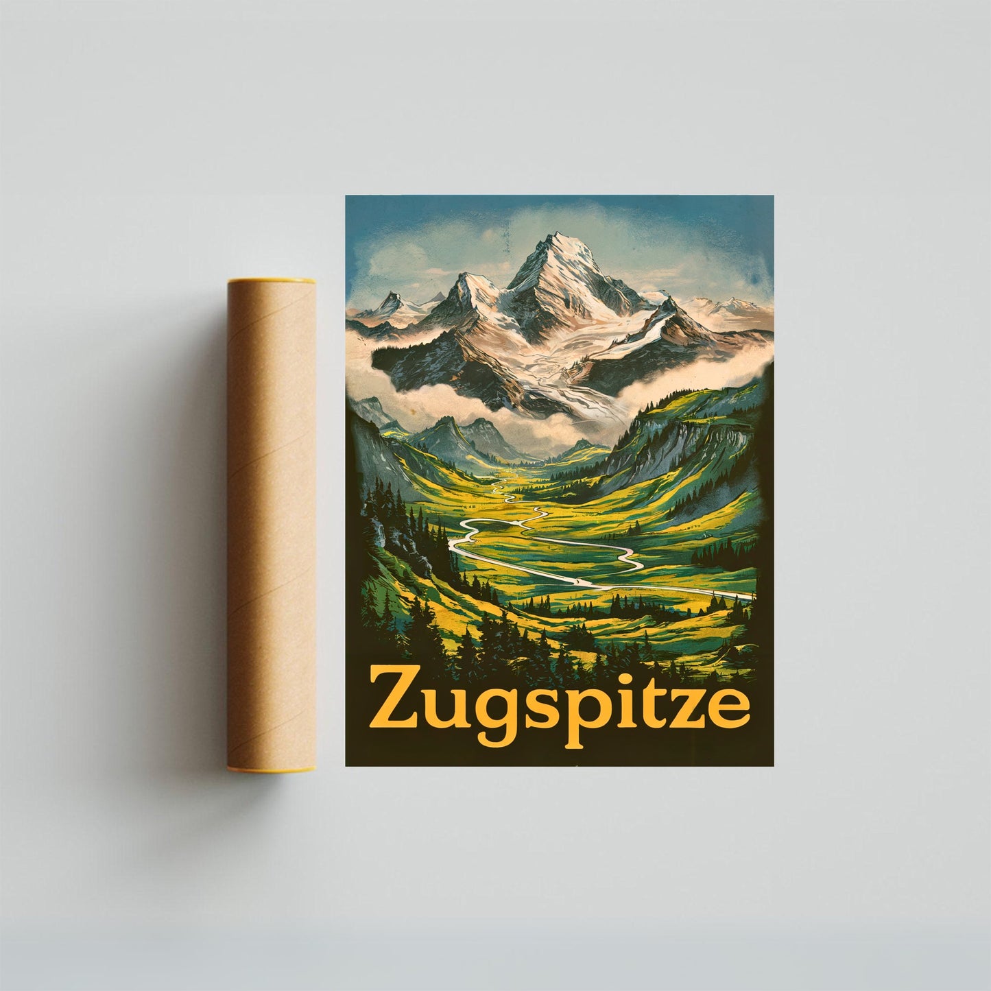 Zugspitze Vintage Travel Poster