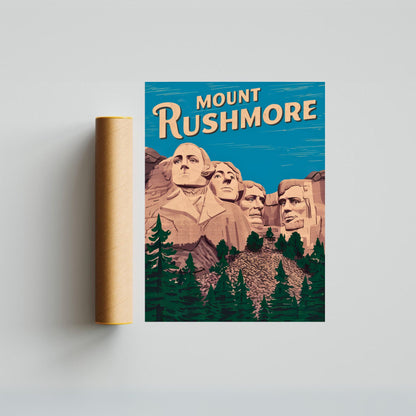 Mount Rushmore Vintage Travel Poster