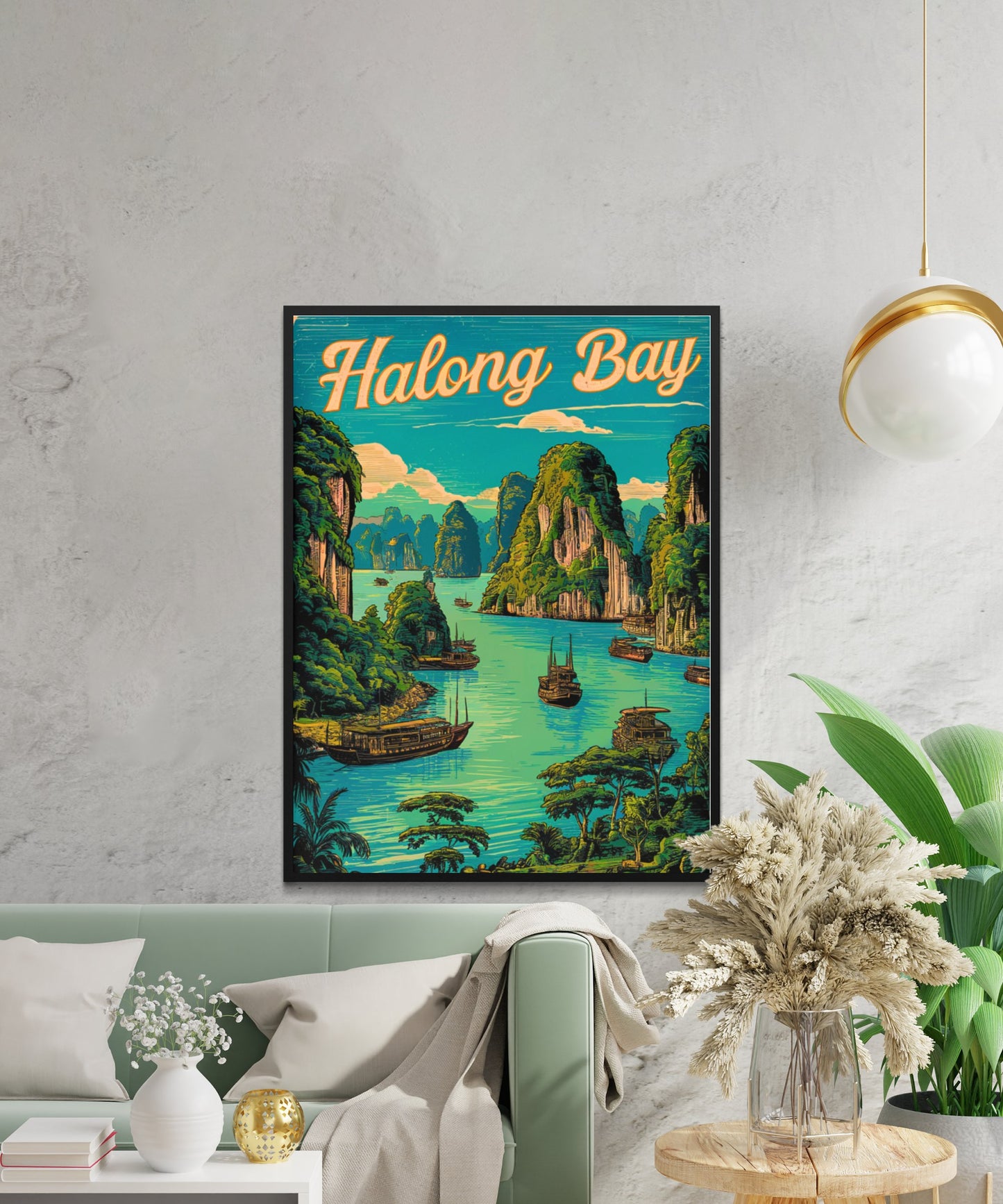 Halong Bay Vintage Travel Poster - Pristine Waters