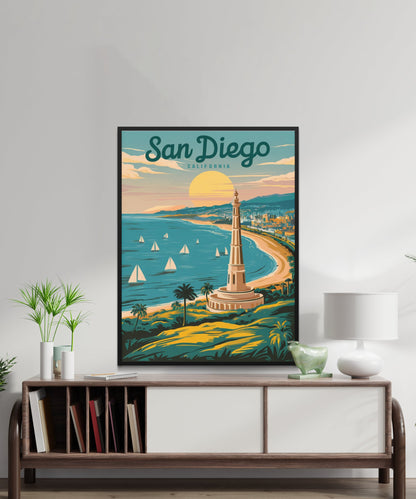 San Diego Vintage Travel Poster  - Timeless Coastal Paradise