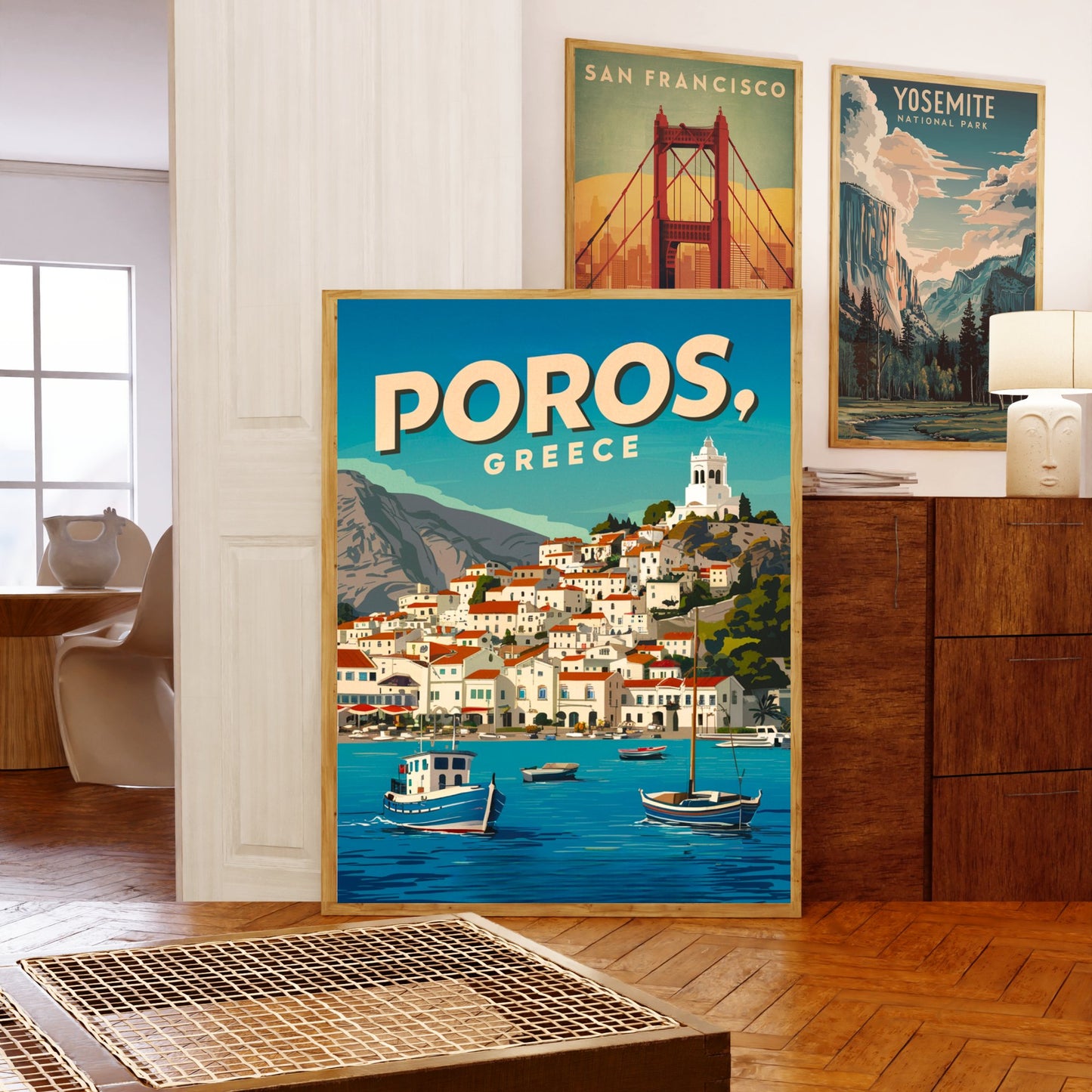 Poros Vintage Travel Poster - Scenic Harbor