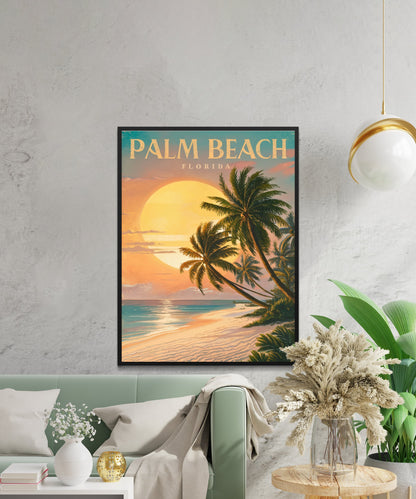 Palm Beach Vintage Travel Poster - Luxury and Sunshine