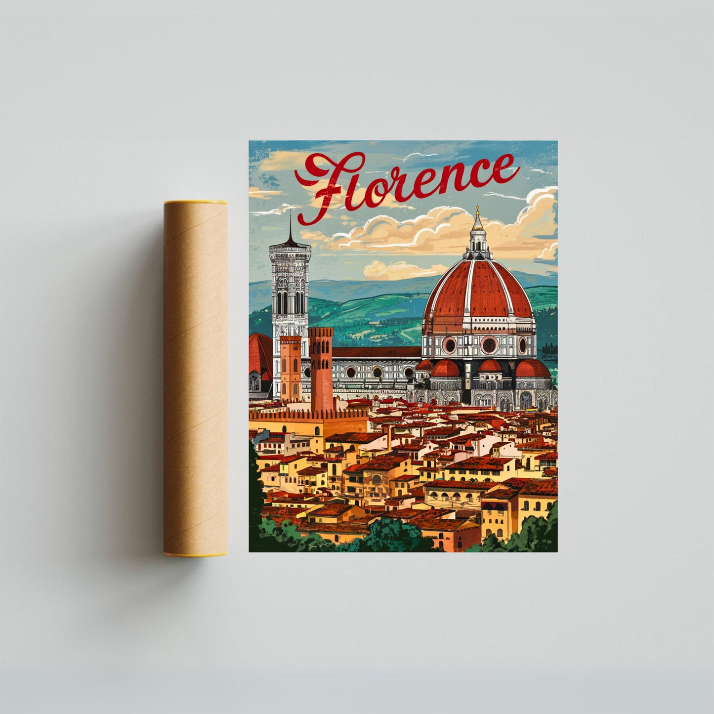 Florence Vintage Travel Poster - Tuscan Charm