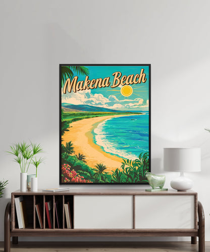 Makena Beach Vintage Travel Poster