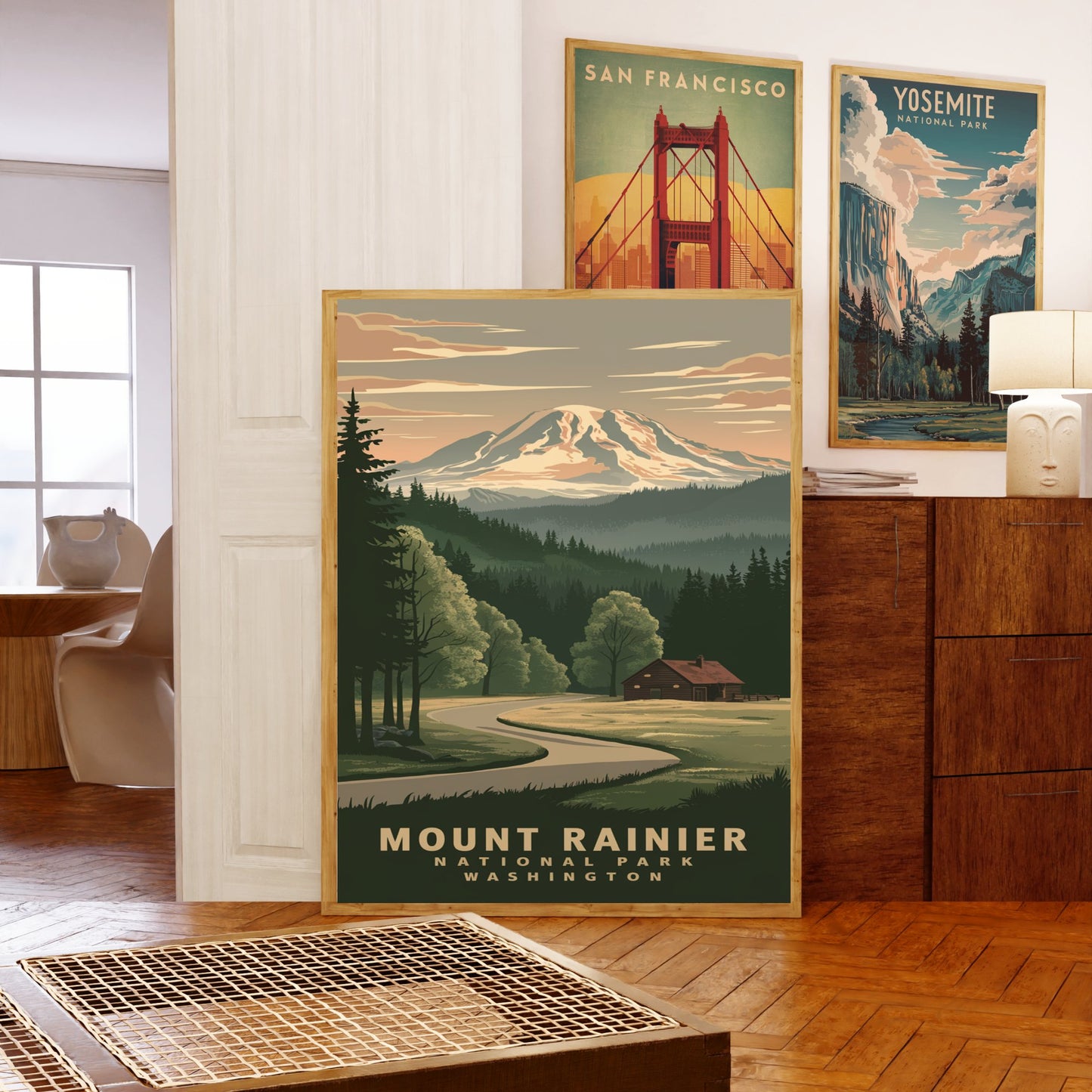 Mount Rainer Vintage Travel Poster - Alpine Serenity