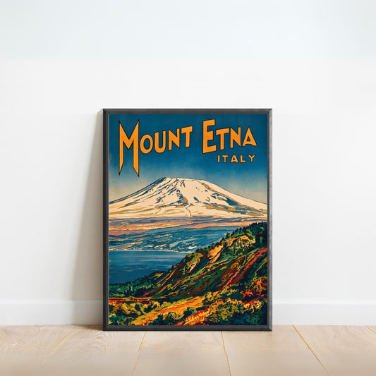 Mount Etna Vintage Travel Poster - Timeless Sicilian Volcano