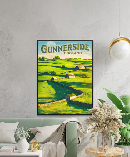 Gunnerside Vintage Travel Poster - Scenic Valleys