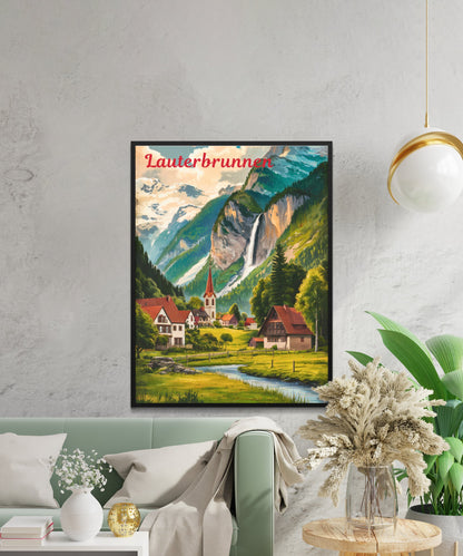 Lauterbrunnen Vintage Travel Poster