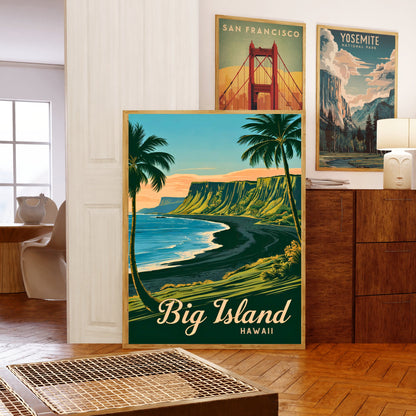 Big Island Vintage Travel Poster -  Heart of Hawaii's Natural Wonders