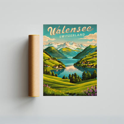 Walensee Vintage Travel Poster - Timeless Alpine Tranquility