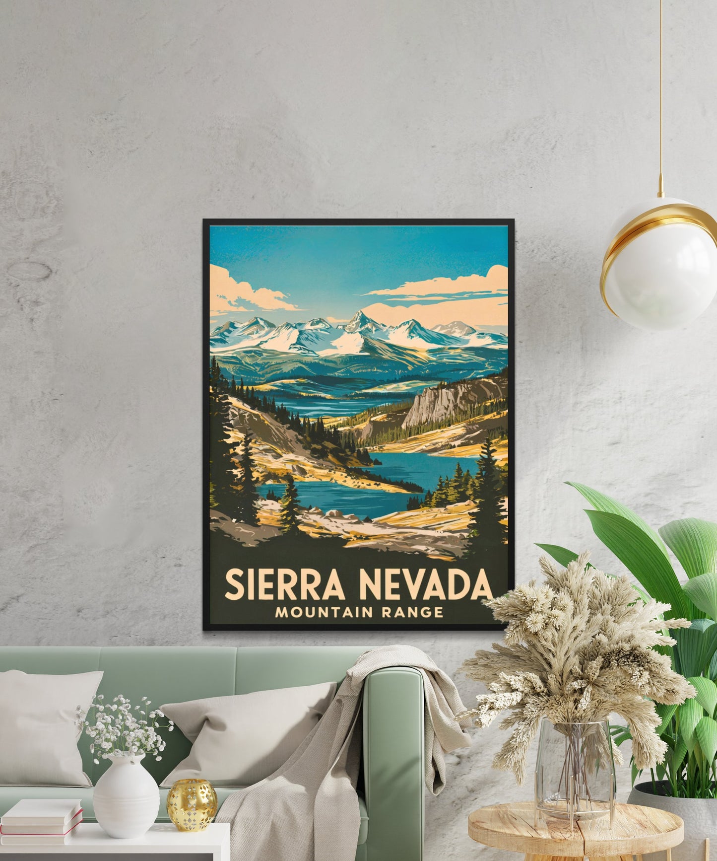 Sierra Nevada Vintage Travel Poster - Mountain Range