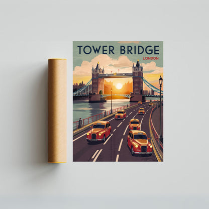 Tower Bridge Vintage Travel Poster