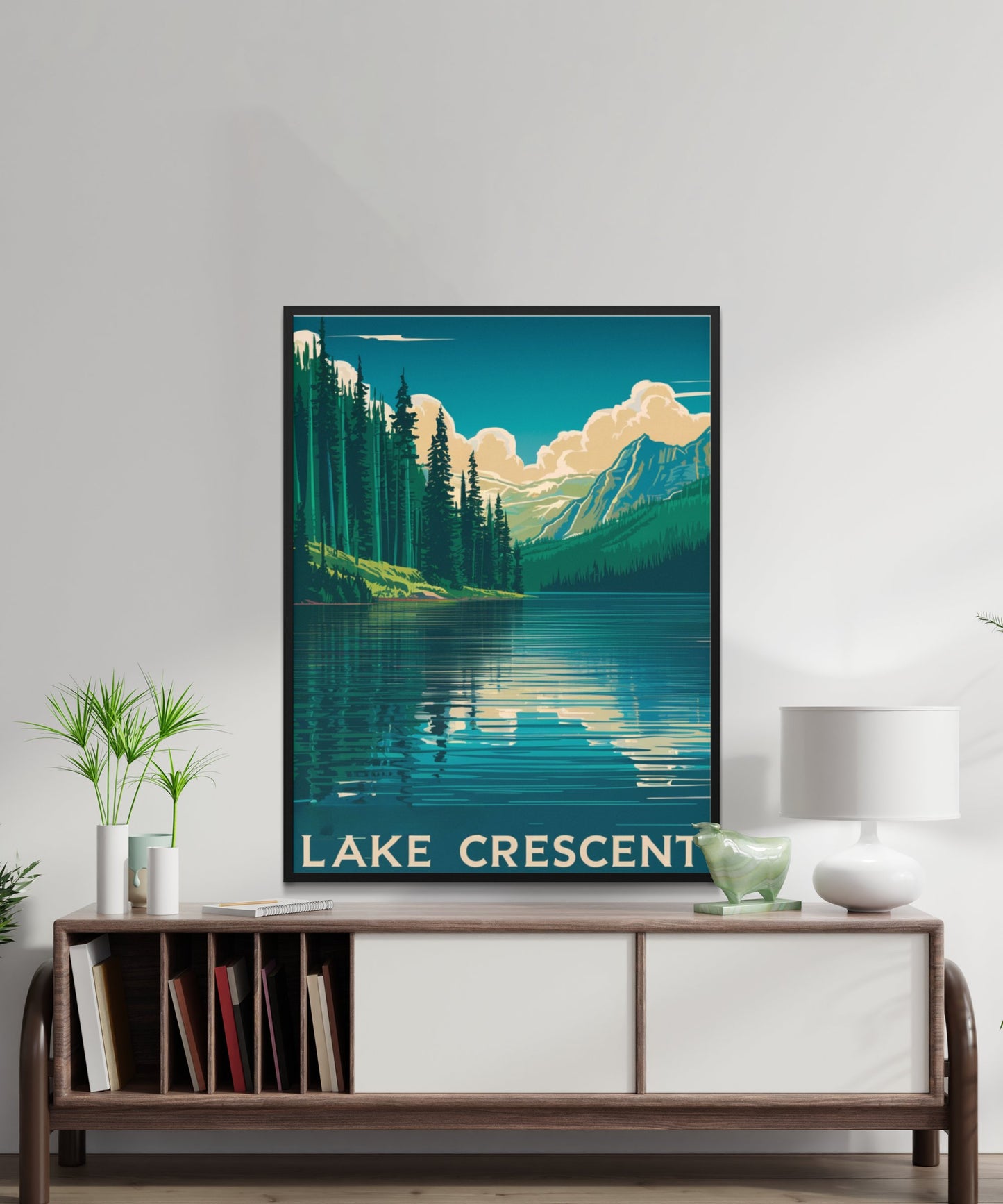 Lake Crescent Vintage Travel Poster - Serene Escape