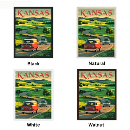 Kansas Vintage Travel Poster - Rolling Prairies and Big Skies