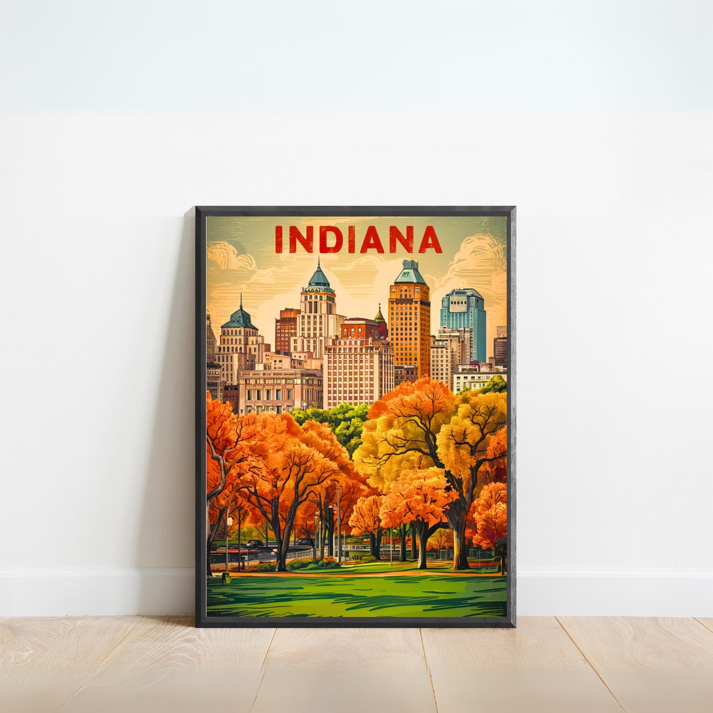 Indiana Vintage Travel Poster