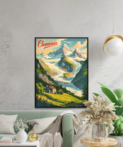 Chamonix Vintage Travel Poster - Alpine Charm