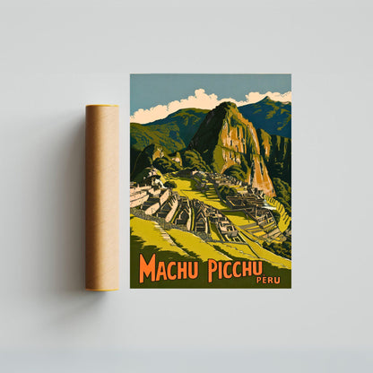 Machu Picchu Vintage Travel Poster