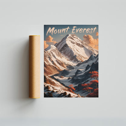 Mount Everest Vintage Travel Poster - Himalayan Majesty