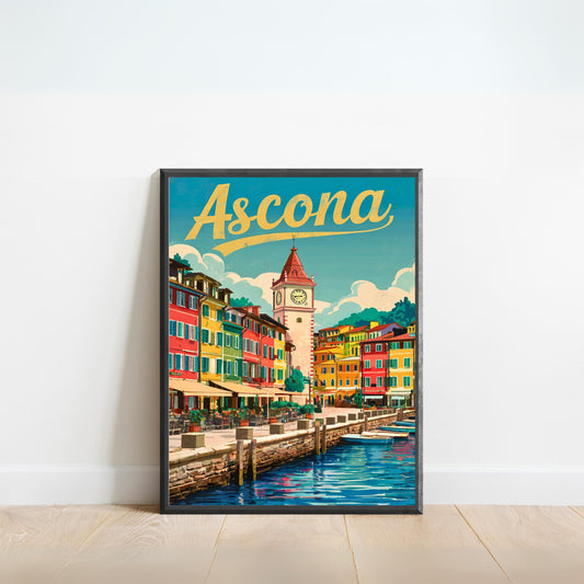 Ascona Vintage Travel Poster - Swiss Elegance by the Water