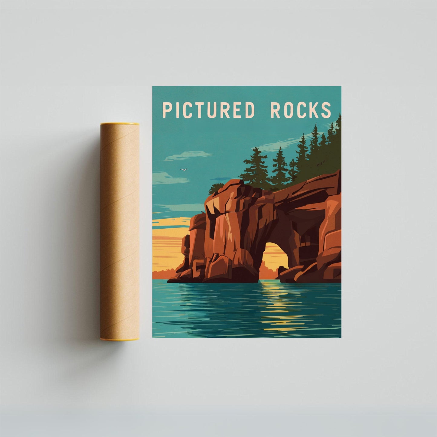 Pictured Rocks Vintage Travel Poster