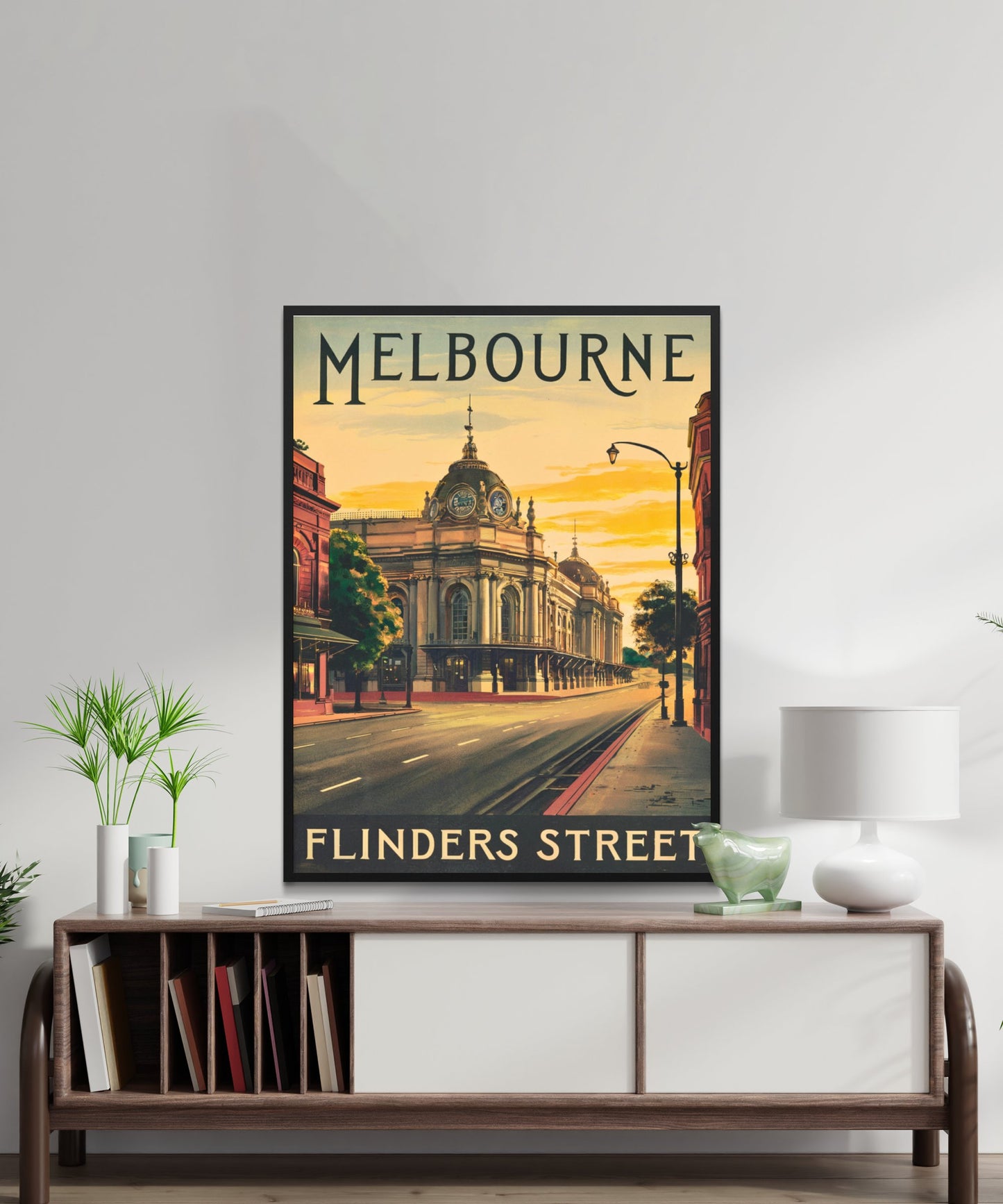 Flinders Street Vintage Travel Poster - Melbourne