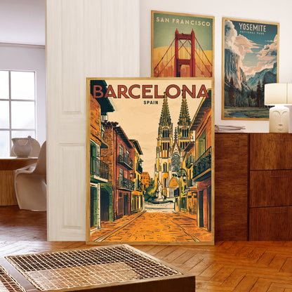 Barcelona Vintage Travel Poster  - City of Art and Culture