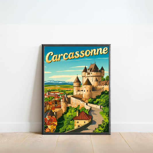 Carcassonne Vintage Travel Poster