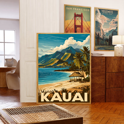 Kauai Vintage Travel Poster - Coastal Beauty