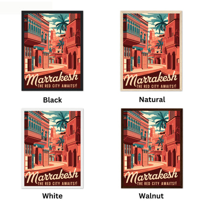 Marrakesh Vintage Travel Poster - Majestic Palaces