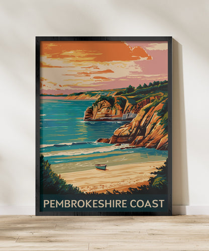 Pembrokeshire Vintage Travel Poster - Timeless Coastal Beauty