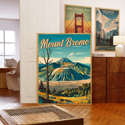 Mount Bromo Vintage Travel Poster - Mountain Ascent