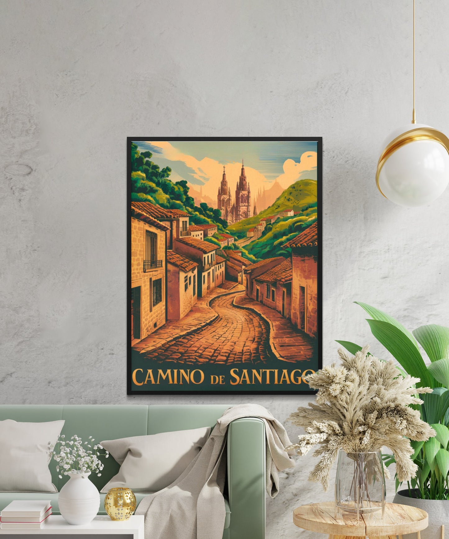 Camino de Santiago Vintage Travel Poster