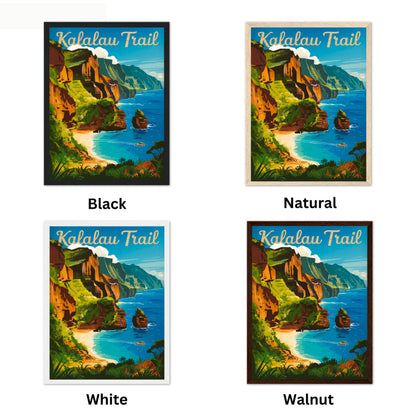 Kalalau Trail Vintage Travel Poster - Cliffside Trails