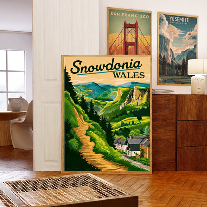 Snowdonia Vintage Travel Poster - Welsh Highland Charm