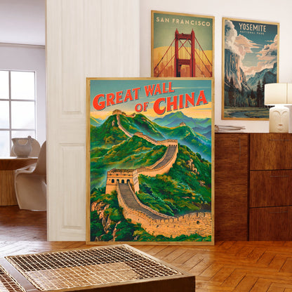 Great Wall of China Vintage Travel Poster - The Majestic Fortress