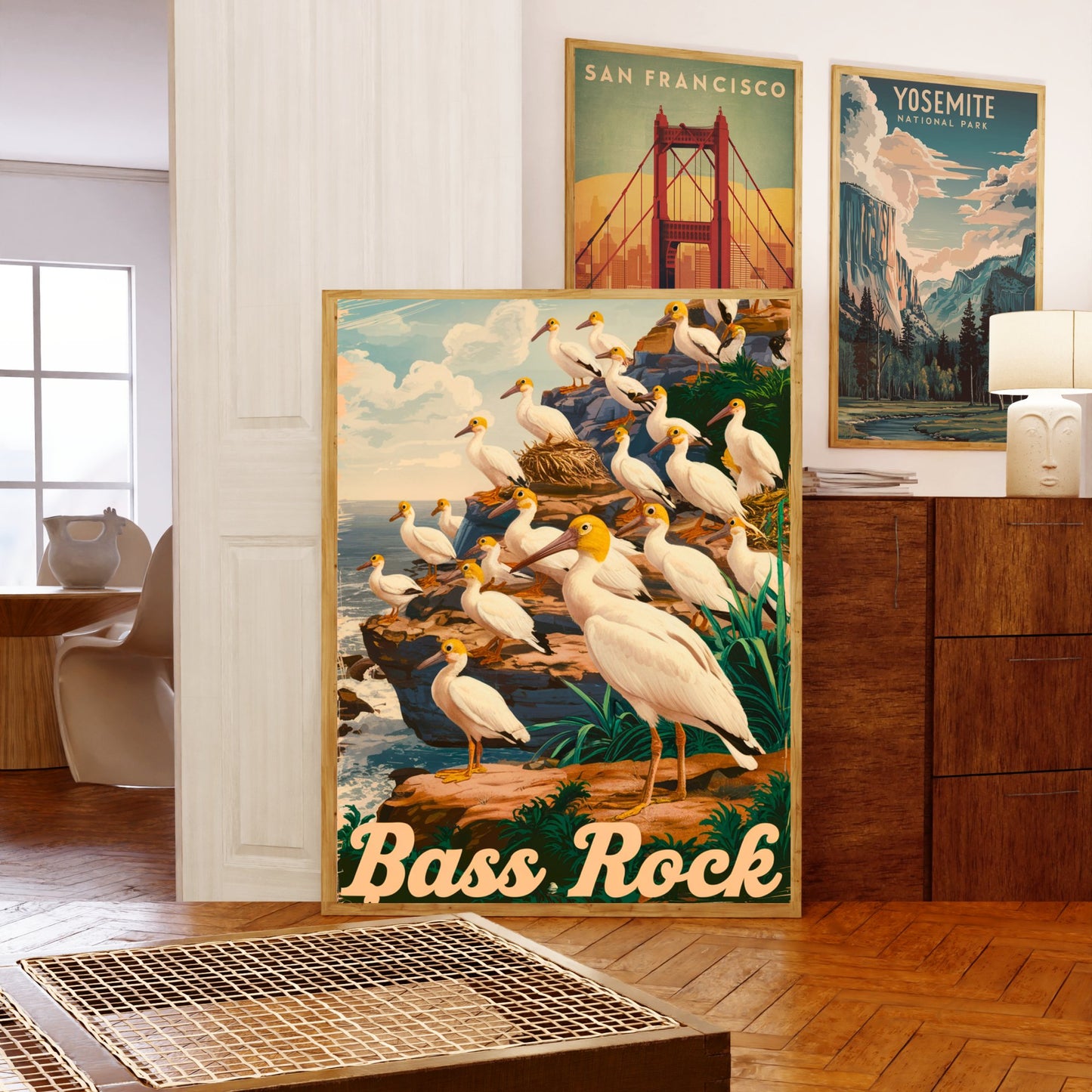 Bass Rock Vintage Travel Poster