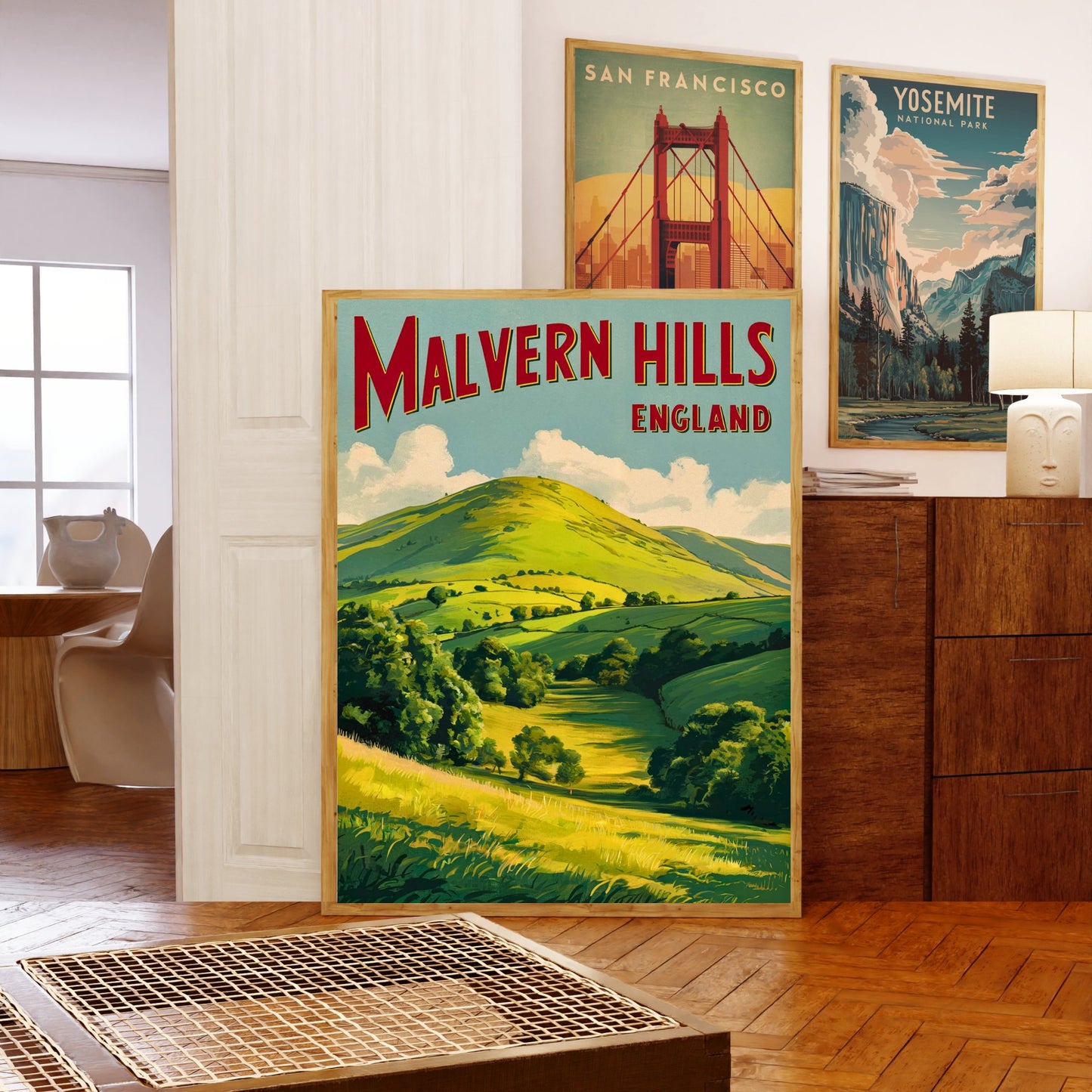 Malvern Hills Vintage Travel Poster  - Timeless English Countryside