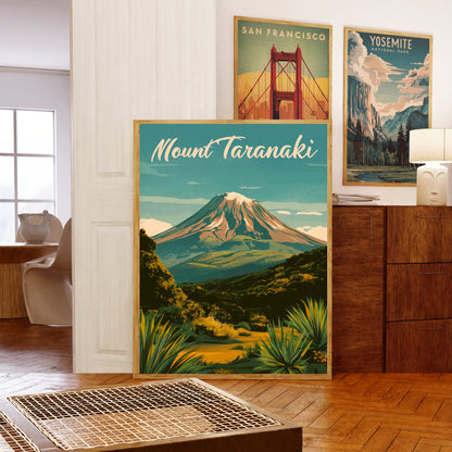 Mount Taranaki Vintage Travel Poster