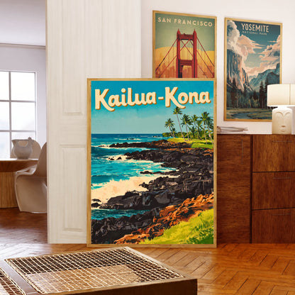 Kailua-Kona Vintage Travel Poster - Hawaiian Paradise on the Big Island