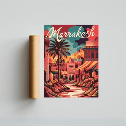 Marrakesh Vintage Travel Poster