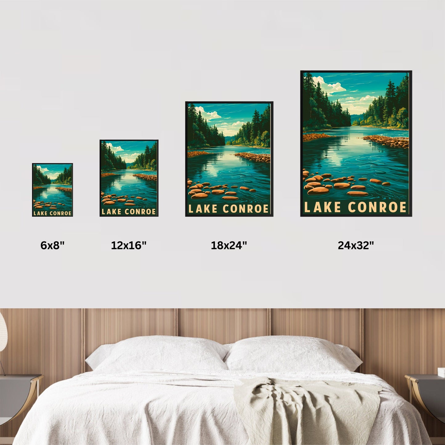 Lake Conroe Vintage Travel Poster