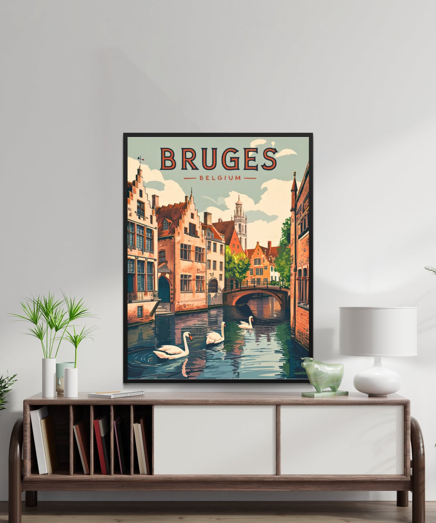 Bruges Vintage Travel Poster  - Timeless Medieval Charm