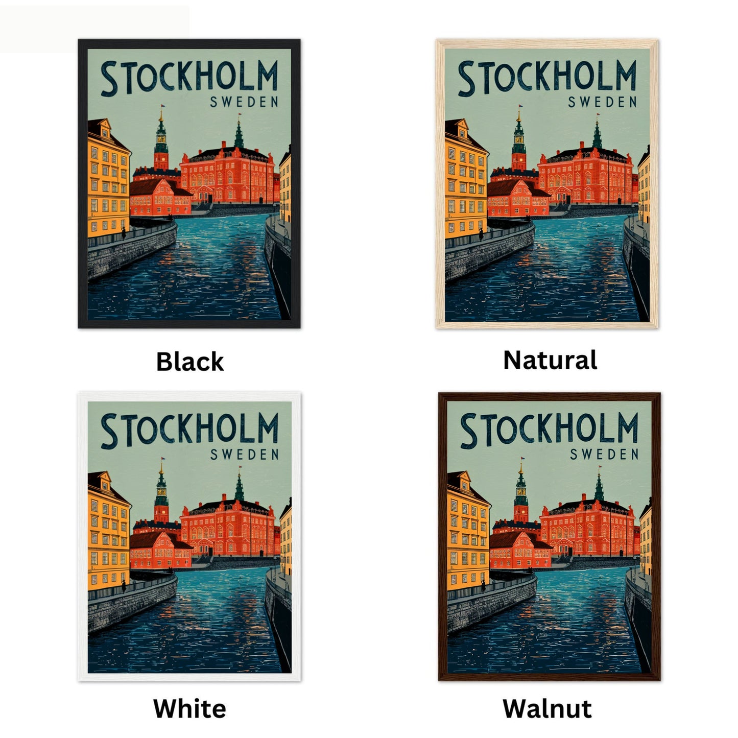 Stockholm Vintage Travel Poster  - Nordic Capital Charm