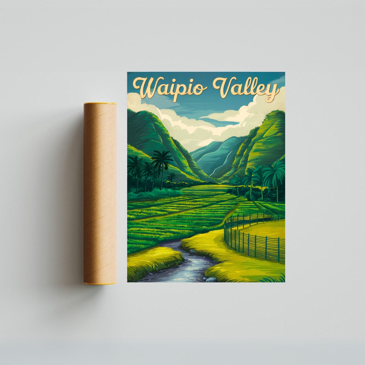 Waipio Valley Vintage Travel Poster - Hidden Paradise