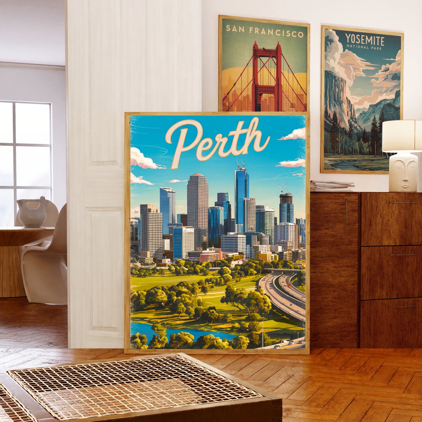 Perth Vintage Travel Poster - Vibrant Urban Oasis