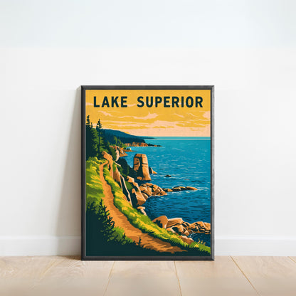 Lake Superior Vintage Travel Poster