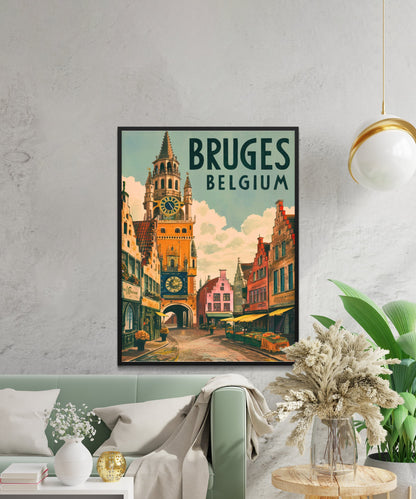 Bruges Vintage Travel Poster